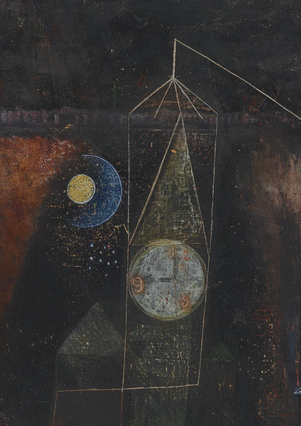 Detail 2: Clock and its fine tower lines in Fish Magic